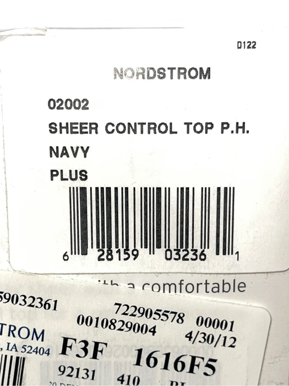 New Nordstrom Medium Nude Navy Control Top Pantyhose - Size Plus 3 Pair
